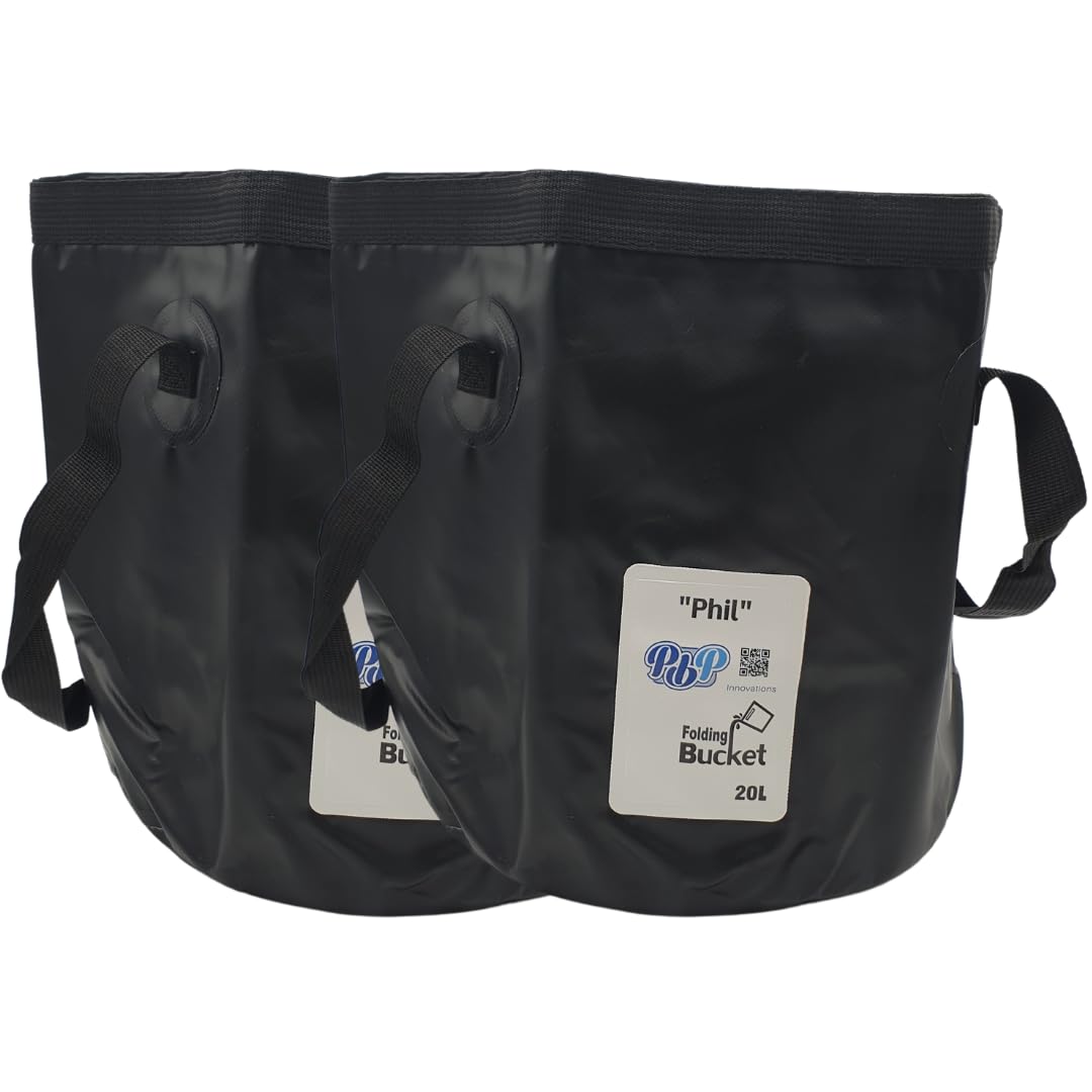 PBP Handy Folding Bucket 20L - "PHIL" (2PK) (Black)