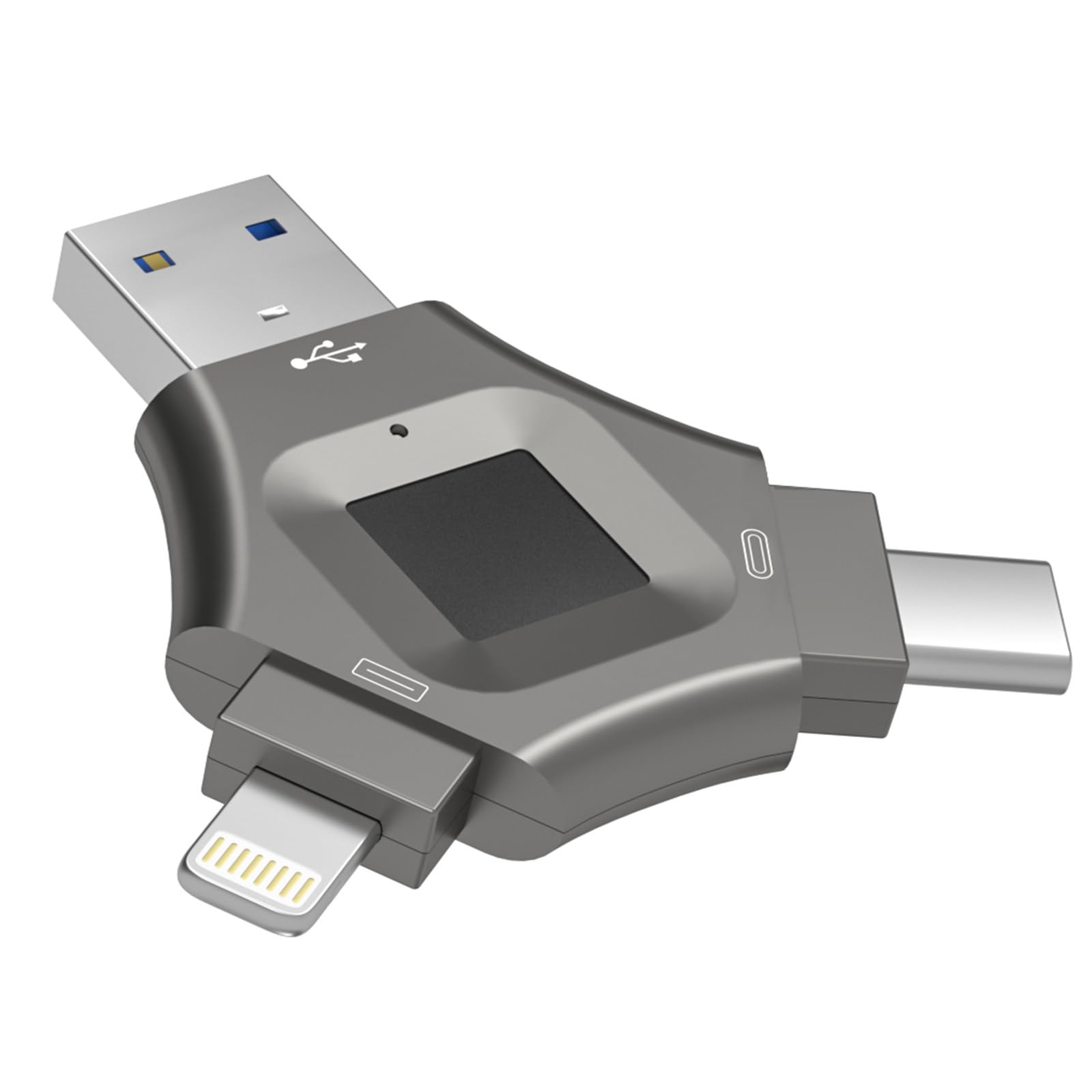 Clé USB 3 en 1 cryptée par Empreinte Digitale, 256 go/512 go, déverrouillage par Empreinte Digitale, pour téléphone Portable,512GB