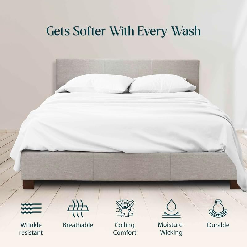 Ultra Premium Luxury 4Pc Sheet Set 100% Pima Cotton, 12-Inch Deep Pocket, Super Soft & Breathable Bedding – [King] – [White]