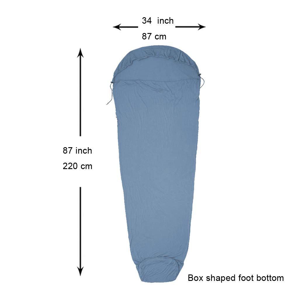 Browint Draps de voyage en bambou pour hôtel, sac de couchage ultraléger pour adultes, temps chaud/été, sac de couchage pour camping et voyage, rectangulaire avec poche d'oreiller, maman avec capuche,