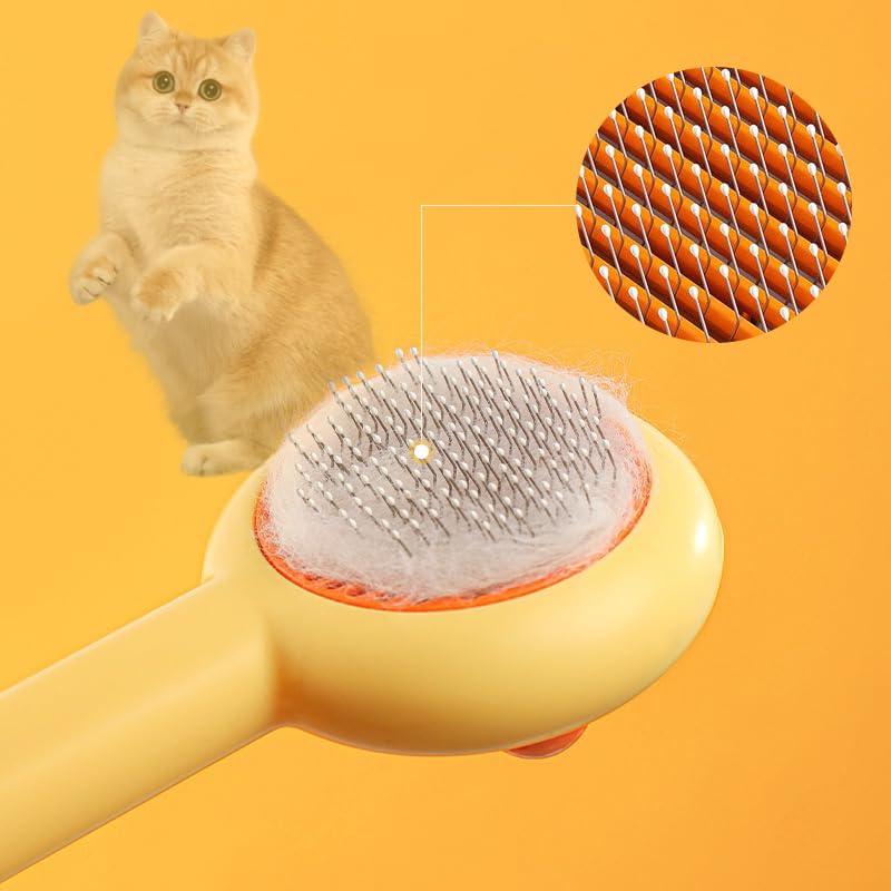 Luckieco Self-Cleaning Pet Grooming Brush with 140 Bent Teeth – Cute Duck Slicker Brush for Cats & Dogs, Gentle Deshedding Tool Removes Loose Fur Easily image 4
