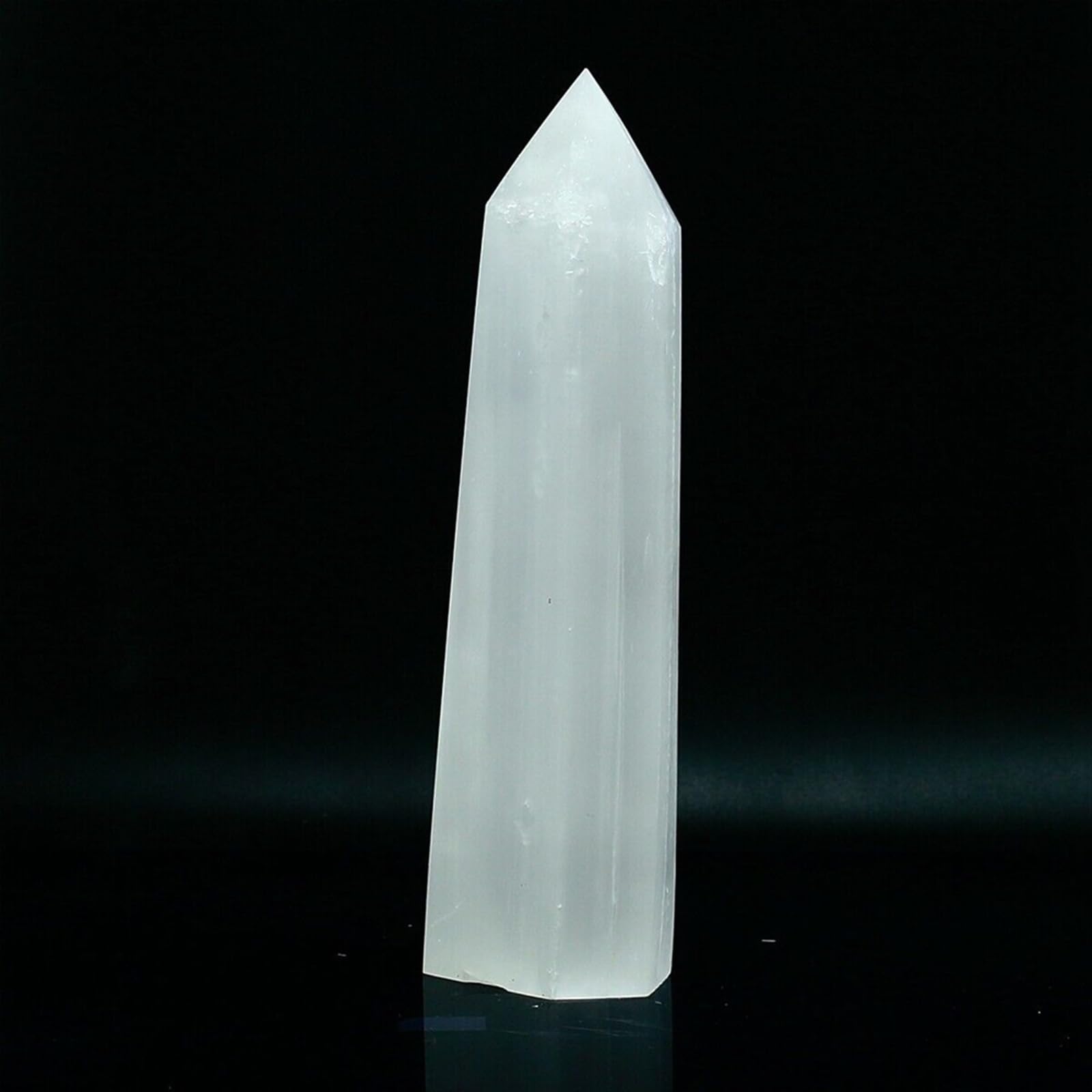 Adornos de cristal Punto de cristal de selenita blanco natural Cuarzo Obelisco Curación Reiki Energía hermoso cristal(900-1000g)