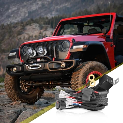 Image of Wiring Harness 2 Leads, AKD Part Light Bar Wire Harness Kit for LED Light Bar Fog Lights w / 12V 40A Relay Fuse Rocker Switch Wiring Harness for ATV UTV SUV Offroad Trucks Pickup Boat