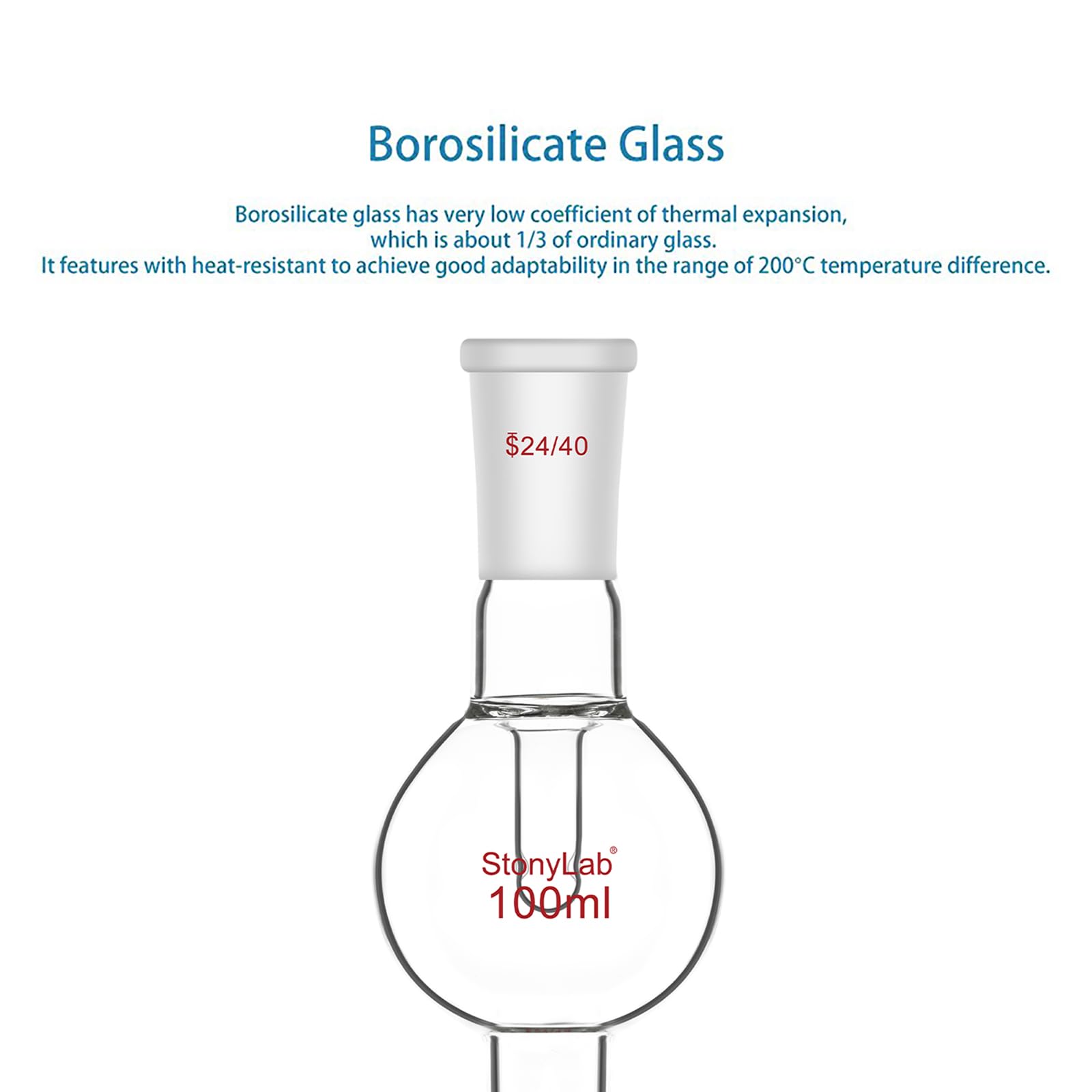 stonylab Piège de Bump pour Évaporateur Rotatif 100 ml, Tube à Vapeur Intérieur Supérieur 24/40, Joints Coniques Standard 24/40, Verre Borosilicaté G3.3