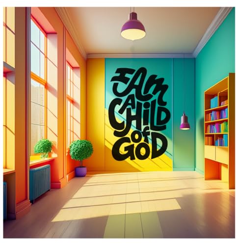 Large - I Am a Child of God Wall Decal for Church, Christian Schools, Youth Centers, Hospitals, Faith Based Wall Art, Durable Vinyl - Black 36” Wide x 53” Tall (Vinyl Decal)