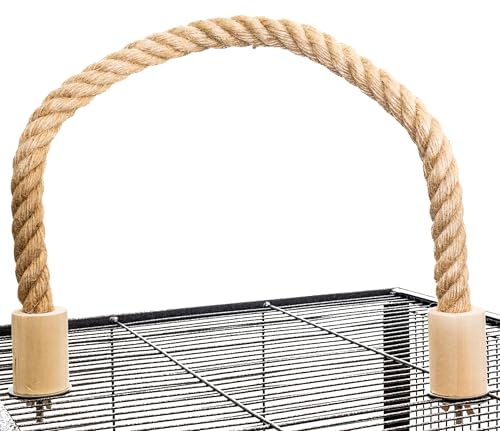 Image of Bird Rope Perch for Parrots, Bendable Natural Jute Boing with Pine Wood and Stainless Steel Mount, Cotton Alternative, Cage Accessory for Parrots (Brown, 2 feet)