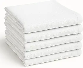 Jogo Pano de Prato Branco, 100% Algodão, 70x40 cm, Kit com 5 Unidades, Super Absorvente
