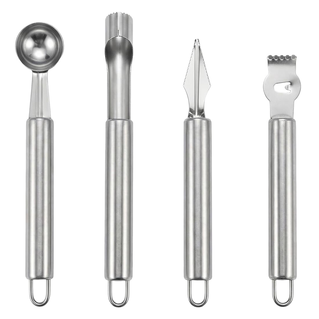 Set 4 en 1 Cuillère Parisienne à Melon Vide Pomme Denoyauteur Couteau Sculpteur Fruits Ustensile de Cuisine en Acier Inoxydable pour Faire des Billes