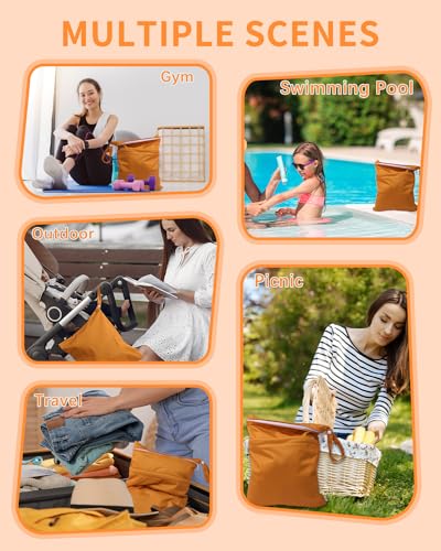 Image of babygoal Wet Dry Bags 3 Pack for Baby Cloth Diapers, Washable Travel Bags, Beach, Pool, Gym Bag for Swimsuits & Wet Clothes with Two Zippered Pockets 3LN29