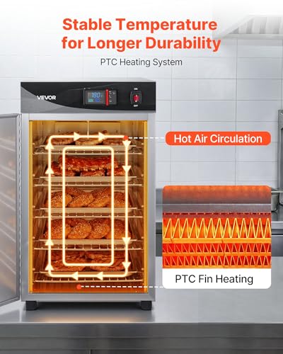 Image of VEVOR Electric Hot Box Food Warmer, 5-Tier Commercial Warming Cabinet with Water Tray, Single-Door and Adjustable Shelves, Stainless Steel Food Warmer Cabinet, for Restaurant, Kitchen, Pizza, Chicken