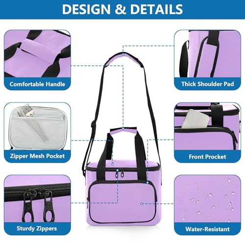 Boîte à déjeuner glacière violette : format seau compact et uni - 5