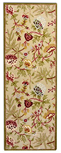 Image of Carpets Runner Rug for Bedroom | Beautiful Modern Interior Floral Carpet for Living Room, Bed Room, Kitchen | Sofa Floor - Handmade Pure Wool - Pista Green - Floral Design (2.5 Feet x 8 Feet)