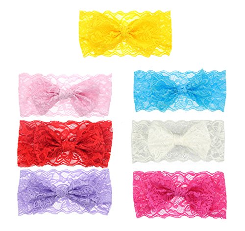 Ms.Gaga 7PCS Girl Baby Headband Toddler Lace Bow Flower Hair Band Accessories