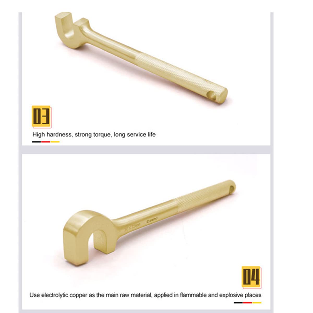 WEDO Klucz do zaworu nieparkingowego typu U, długość 9", beziskrowy klucz do zaworu bezpieczeństwa, brąz aluminiowy, standard DIN, certyfikat BAM i FM, szerokość 20 mm