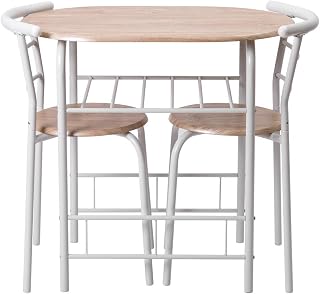 OSJ Round Dining 3-Piece Set, Dining Table, Dining Set, 2 Chairs, Width 27.6 inches 70 cm, Compact Size, 2 Seats, Stylish, New Life