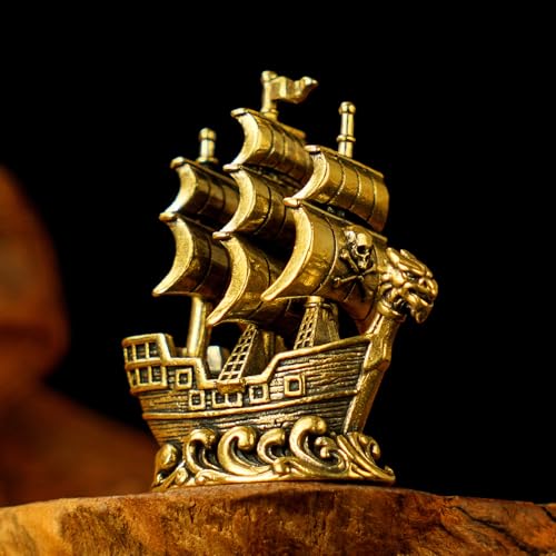 Solid Brass Pirate Ship Figurine