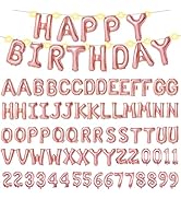 [85 PCS] 16" Foil Personalized Name Happy Birthday Balloons Letters, Mylar Aluminum Custom Name a...