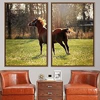 2 Piece Framed Canvas Wall Art Horse Canvas Prints Home Artwork Decoration for Living Room,Bedroom - 16