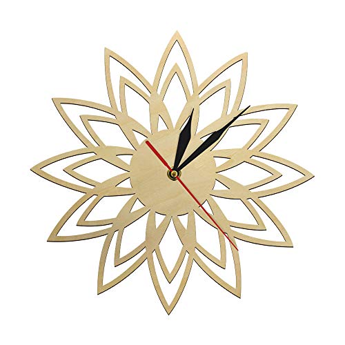 Reloj de pared analógico madera natural 30 cm diámetro miniatura 1