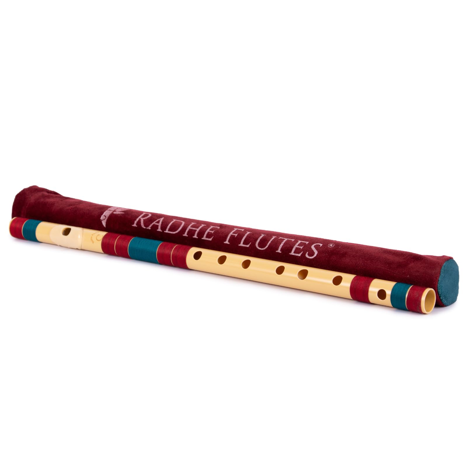 Radhe Flutes | PVC Fiber | C Natural | Right Handed | Maroon & Dark Green Threads | Assorted Colours for Velvet Cover + Complete Flute Beginners Online Course In Hindi and English 3