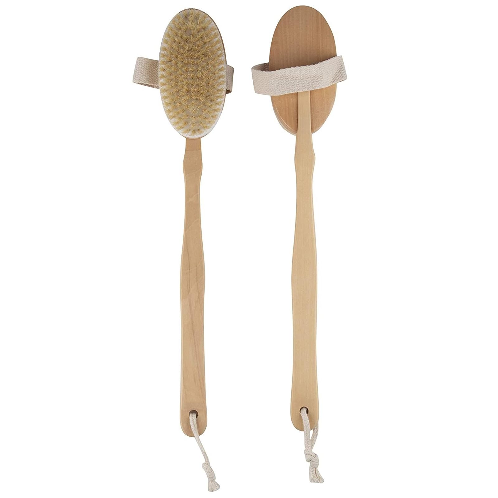 Juvale Dry Brushing Body Brush - Versatile Dry & Shower Brush - Long-Handle Back Scrubber - Bath Scrubber with Removable Handle - Pack of 2, 16.9 in