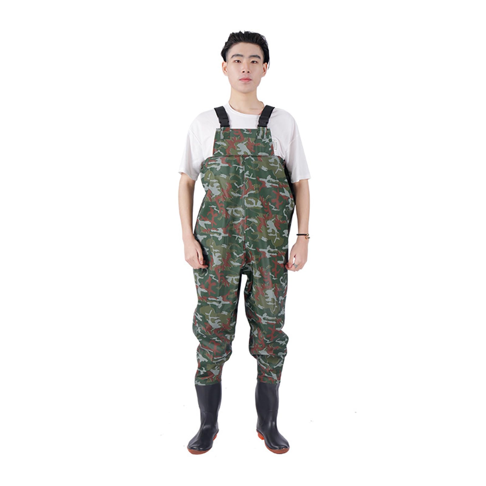 Waders Peche Homme,Pantalon De Pataugeoire De PêChe,Waders Waders De PêChe ImperméAble,avec Bottes Semelle à Crampons pour Homme Et Femme,PVC Respirant Waders PêChe,pour PêChe à La Mouche