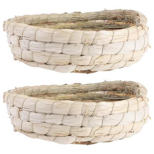 TEHAUX 2pcs Pigeon Nests, Bird Breeding Nest Household Breeding Nests Pet Bird Breeding Houses Handmade Woven Bird Nest Bed for Dove Pigeon Parrot Bird Cage Accessories
