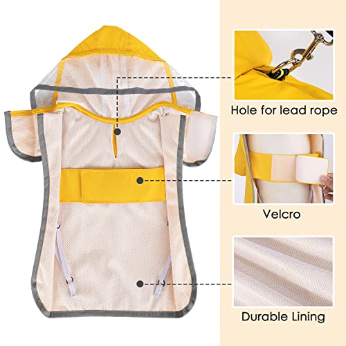 SlowTon Dog Raincoat, Adjustable Dog Rain Jacket Clear Hooded Double Layer, Waterproof Poncho with Reflective Strip Straps and Storage Pocket for Small Medium Large Dogs(M) by SlowTon - Image 6