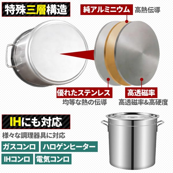 ステンレス寸胴鍋 36リットル ステンレス寸胴鍋 36リットル