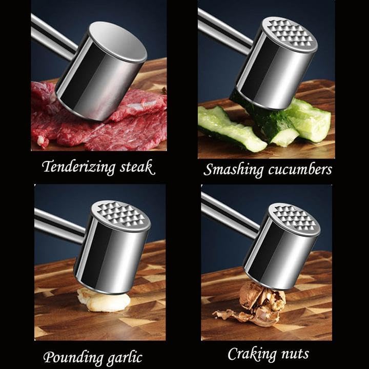 Meat Hammer Tenderizer and Needle Mallet Set Stainless Steel For Tenderizing Pounding Steak Beef Poultry