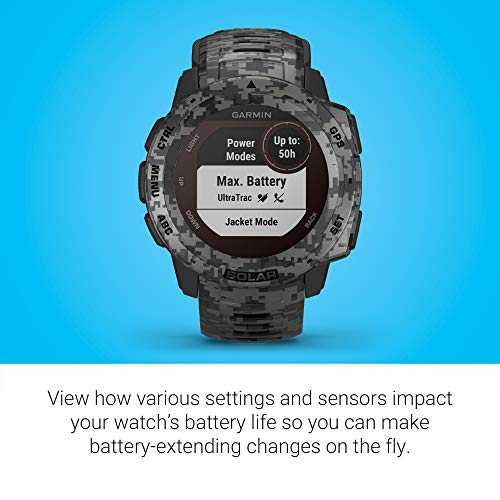 Image of Garmin Instinct Solar, Solar-Powered Rugged Outdoor Smartwatch, Built-in Sports Apps and Health Monitoring, Graphite Camo