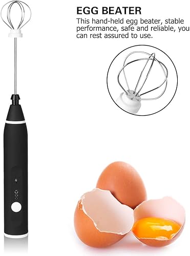 Miniatura 5 de Espumador de leche eléctrico, mezclador automático de huevos, espumador de leche de 3 velocidades ajustable con carga USB, color negro