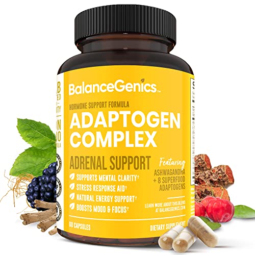 BalanceGenics Adrenal Support Supplement with Ashwagandha, Holy Basil, Rhodiola Rosea | Cortisol Manager and Stress Relief, Reduce Fatigue | Liver, Thyroid Supplement | 60 Capsules