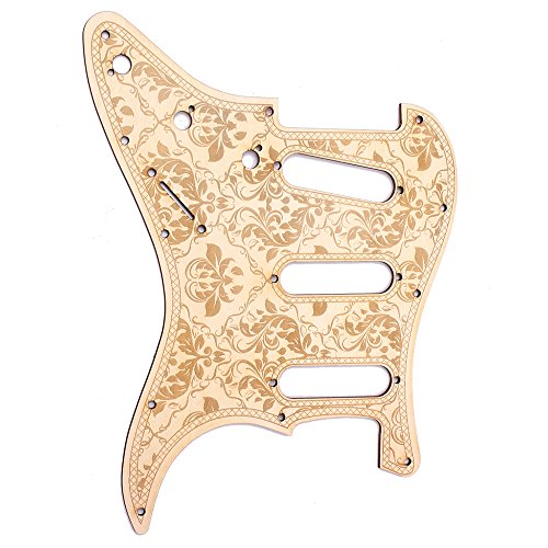 KKmoon Guitarra de madeira SSS Pickguard Maple Wood com padrão de flor decorativa para guitarras elé