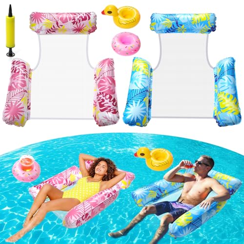 2 Pack Inflatable Pool Floats with Drink Holders