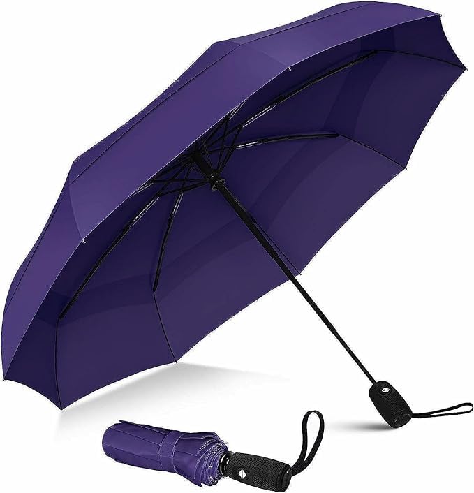 NOJTI Umbrella for Women | Umbrella for Men | Umbrella for Rain, Windproof Umberalla Large Kids,Girls,Boys - 3 Fold with Auto Open and Close Small Folding Umbrella Travel (Purple)