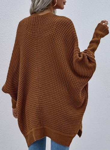 Dokotoo Women's 2025 Fashion Casual Oversized Open Front Batwing Long Sleeve Chunky Knit Cardigans Sweaters Outerwear Coats3