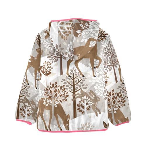 OTVEE Cute Woodland Animals Deer Fox Owl Kids Hoodie Jacket Fall Spring Full Zip Warm Outwear Coat2