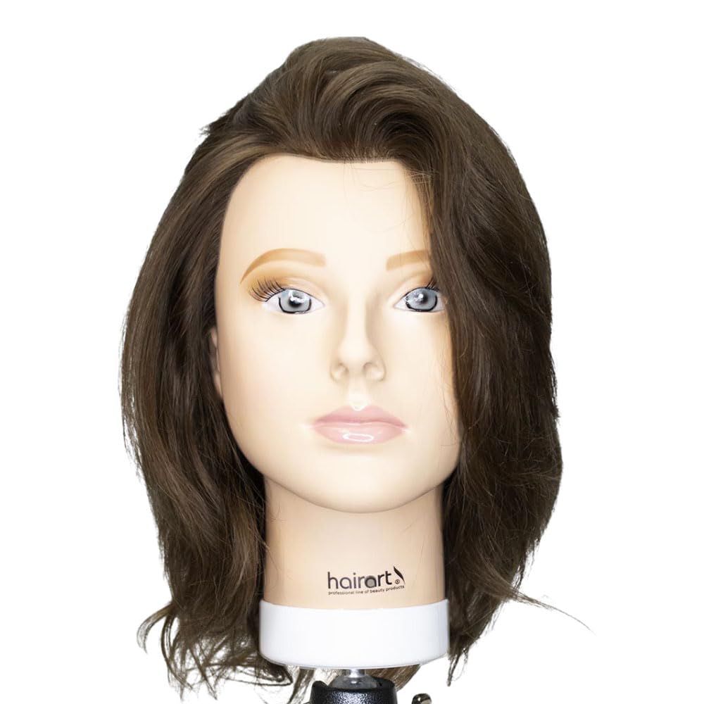 Cosmetology Practice Head with 14 Inch Hair,100% Human Hair, Professional Quality Training Mannequin for Styling Techniques,