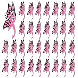 SANNIX 60Pcs Ribbon Butterfly Pins, Breast Cancer Awareness Lapel Pins Pink Hope Brooch for Women, Breast Cancer Survivor Charity Event