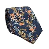 DAZI Men's Skinny Tie Floral Print Cotton Necktie, Great for Weddings, Groom, Groomsmen, Missions,...