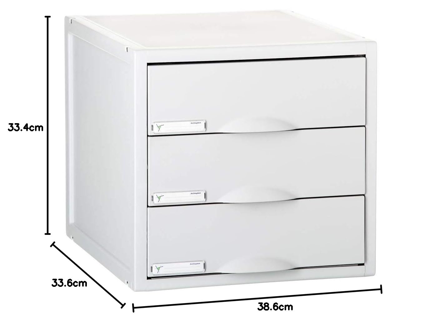 Archivo 2000 - Sistema de organización modular 3 cajones, Cajonera Oficina, Cajones de almacenamiento, Fichero cajones, Organizador para despacho, hogar, escuela. Archisystem GR 356 x 316 x 303 mm.