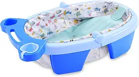 MaxiBaby Banheira de Bebê Inflável e Portátil AirPlus, Dobrável, capacidade 36 litros, Base Antiderrapante e Bandeja Removível (Até 18kgs), Azul