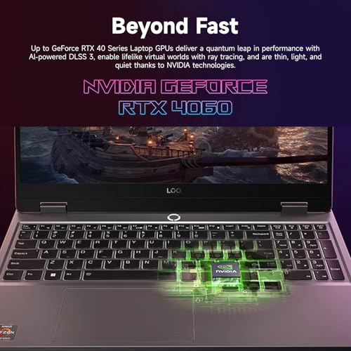 Image of Lenovo LOQ 15 15ARP9 RTX 4060 Gaming Laptop, 15.6 inch FHD 144Hz, AMD Ryzen 7 7435HS, NVIDIA RTX 4060, 16GB DDR5 RAM, 1TB SSD, Backlit KB, RJ-45, Bundle with PCO Laptop Cooler