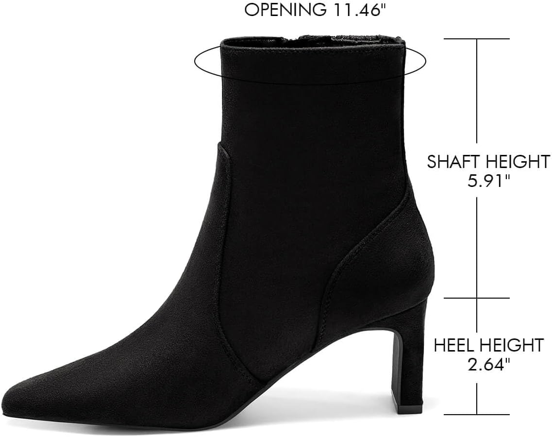 Coutgo Womens Chunky Low Heel Ankle Boots Square Pointed Toe Side Zipper Booties Faux Suede Fall Shoes - Image 5