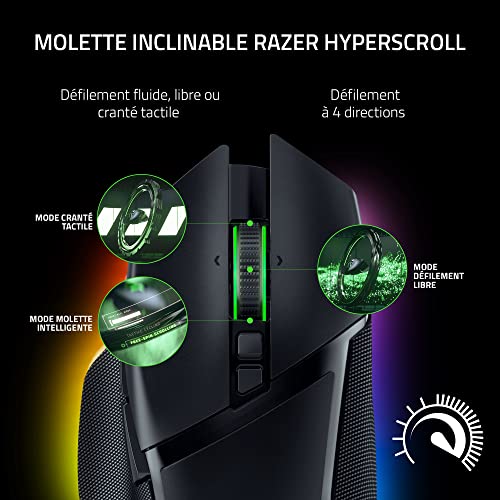 Razer Basilisk V3 Pro - Souris Gaming sans Fil (Molette HyperScroll Tilt, Capteur Optique Focus Pro 30K, Eclairage Chroma 13 Zones, 10+1 Boutons Programmables) Noir