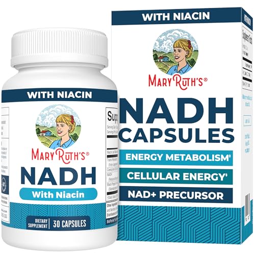 MaryRuths NADH Capsules Niacin NAD+ Precursor 30 Servings CoQ10 Vegan