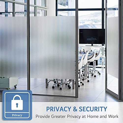 Feomos Reeded Glass Film, Window Privacy Film, 3D Glass Decals Film, Decorative Film For Window Door Cabinet Non Adhesive Anti Uv 17.7 X 78.7 Inches #TOP5