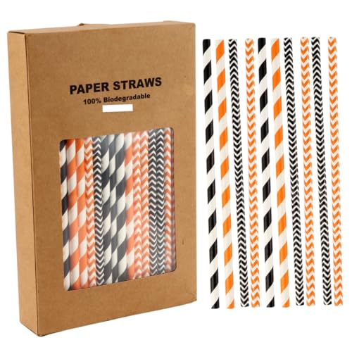 100 pitillos de papel Kraft para Halloween, colores surtidos miniatura 1