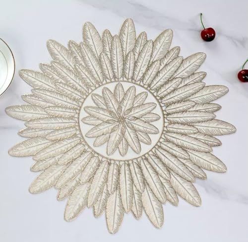 Image of HomeCloud PVC Material Round Shape Table Mat, Dining Table Mat,Table Placemats, Round Mats,Best for Bed-Side Table /Center Table, Dining Table /Shelves (Sun Gold, Set of 6)